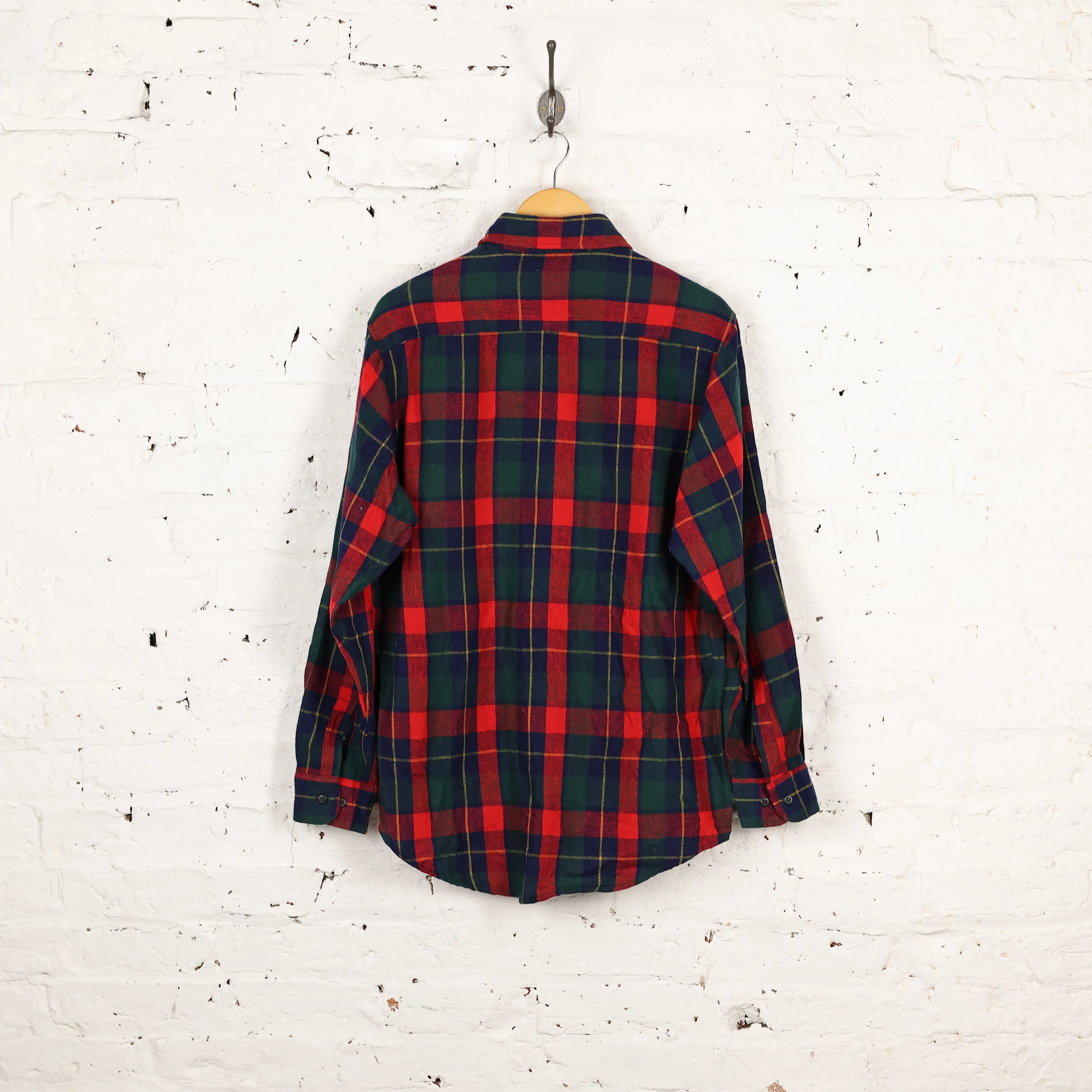 Plaid Check Wool Shirt - Red/Blue - L