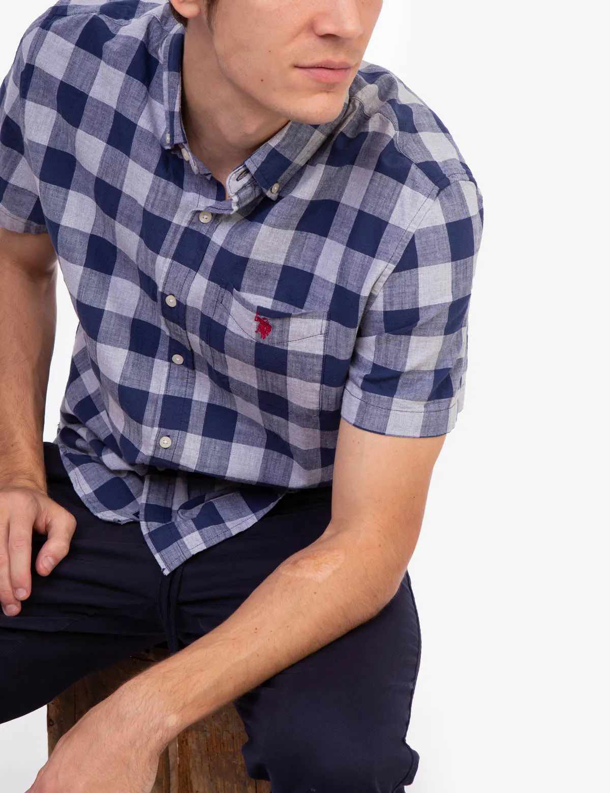 PLAID HEATHER SHORT SLEEVE SHIRT