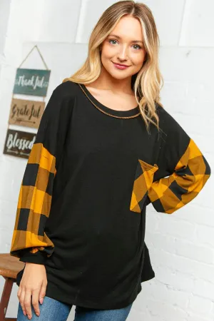 Plaid Long Sleeve Blouse