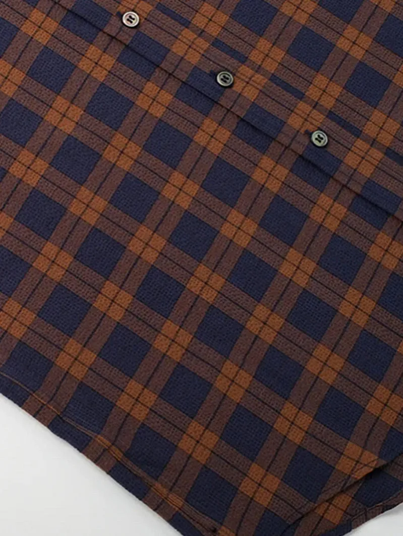 Plaid Micro Seersucker Short Sleeve Shirt