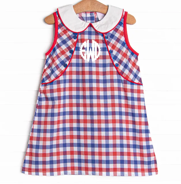 Plaid Patriot Dress, Red