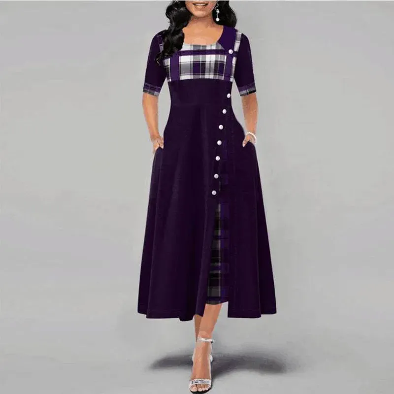 Plaid Print Maxi Dress