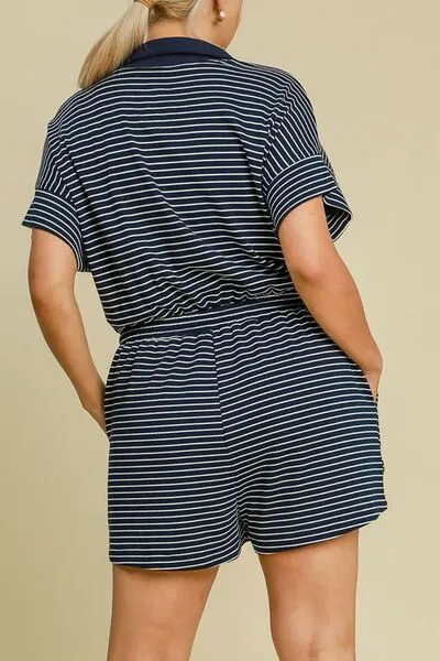Playful Stripe Half-Zip Romper