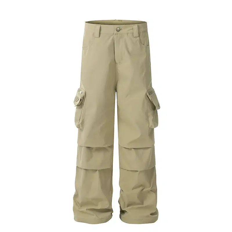 Pleated Wide Leg Cargo Pants