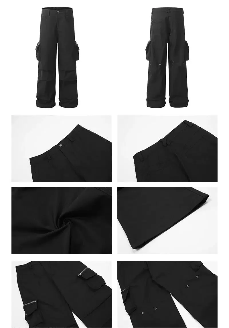 Pleated Wide Leg Cargo Pants