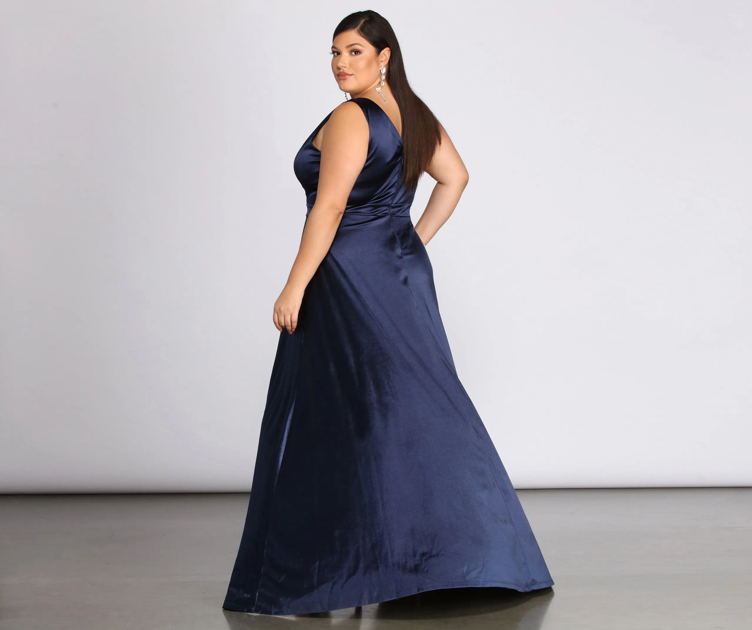 Plus Charlene Formal Charming Satin Lace Dress