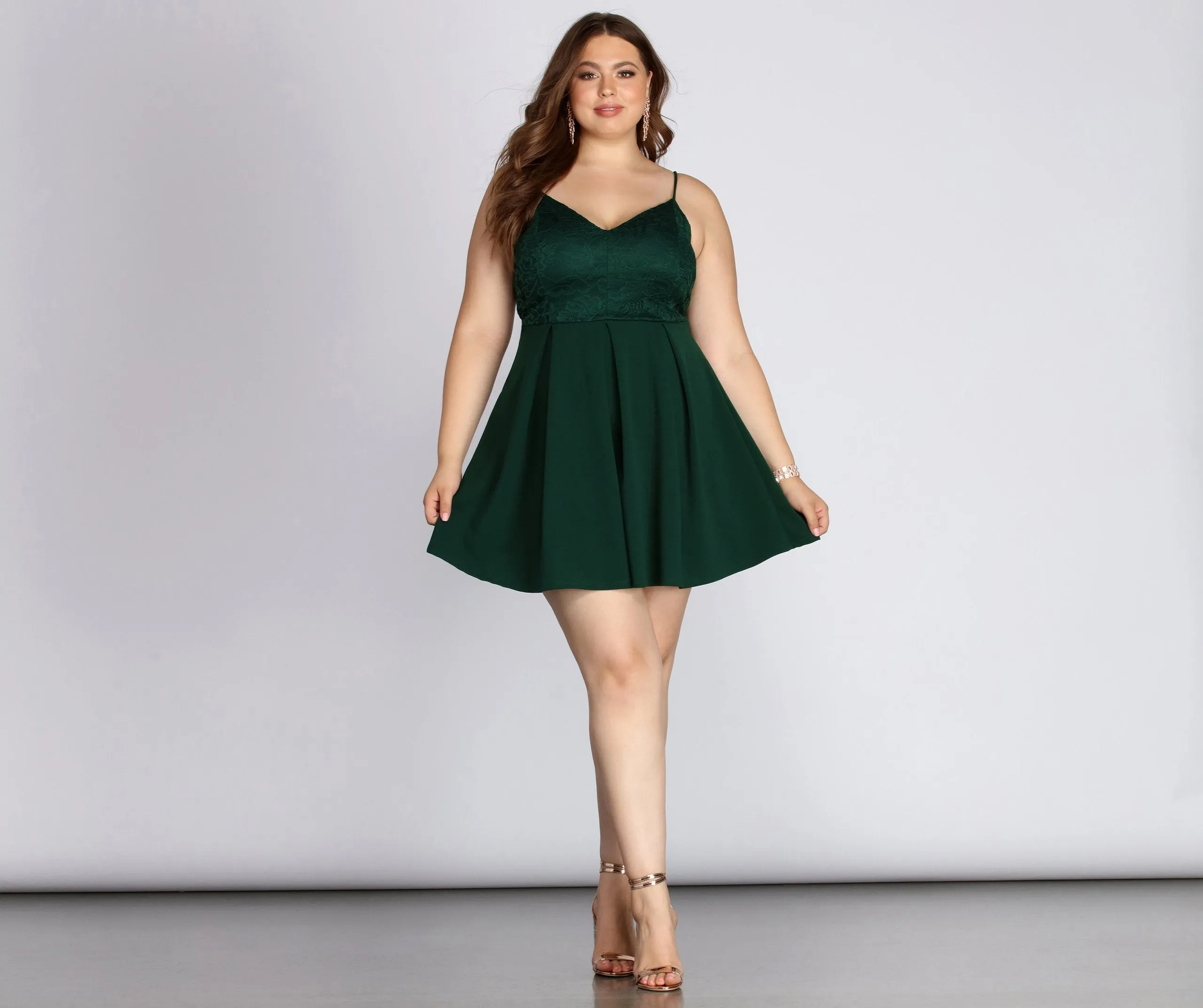 Plus Lace Stylish Appeal Skater Dress