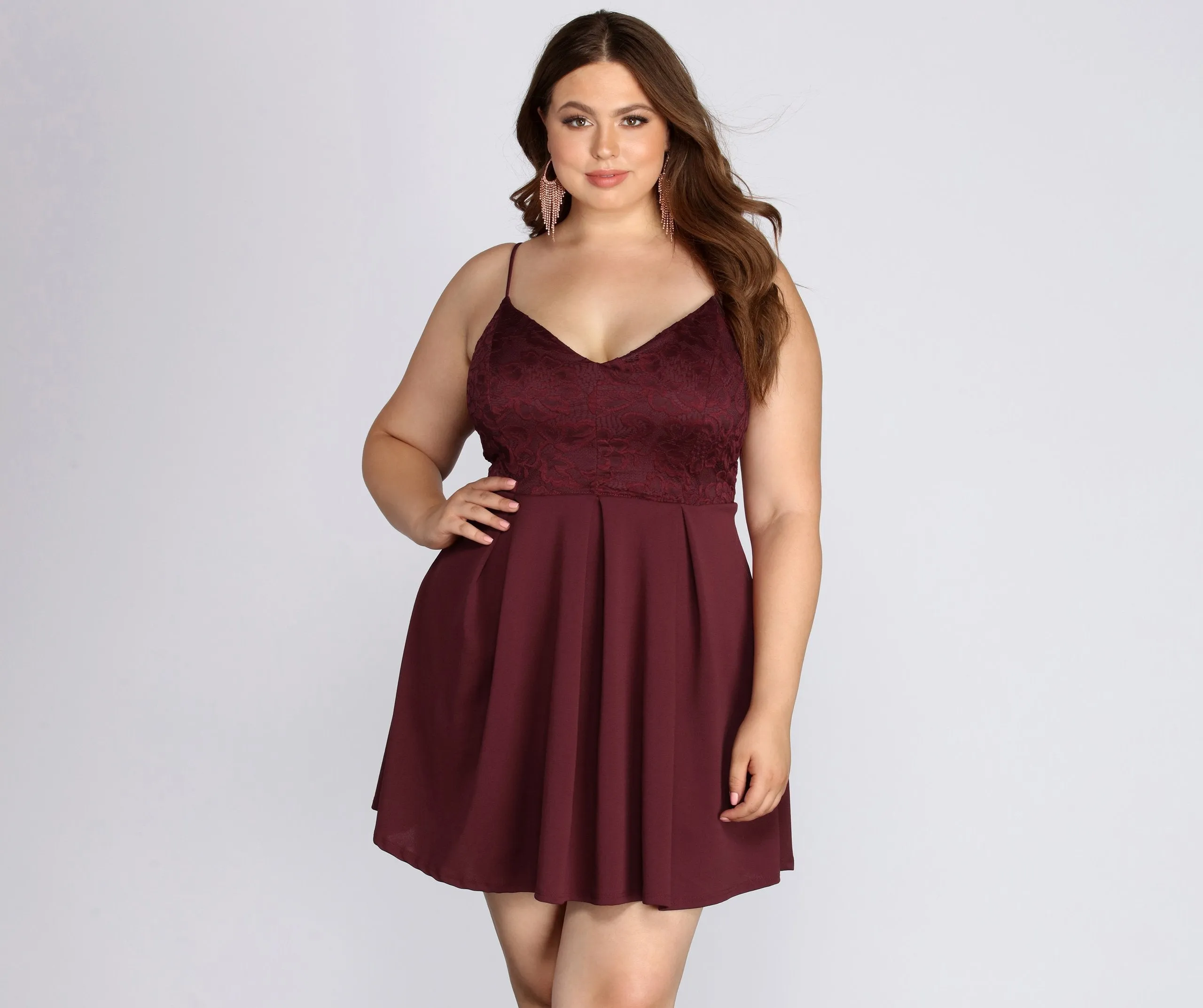 Plus Lace Stylish Appeal Skater Dress