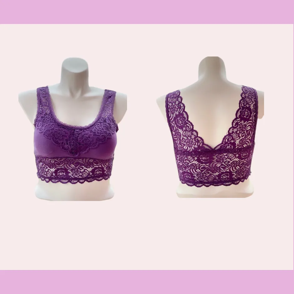 Plus lilac grey seamless stretch lace bralette
