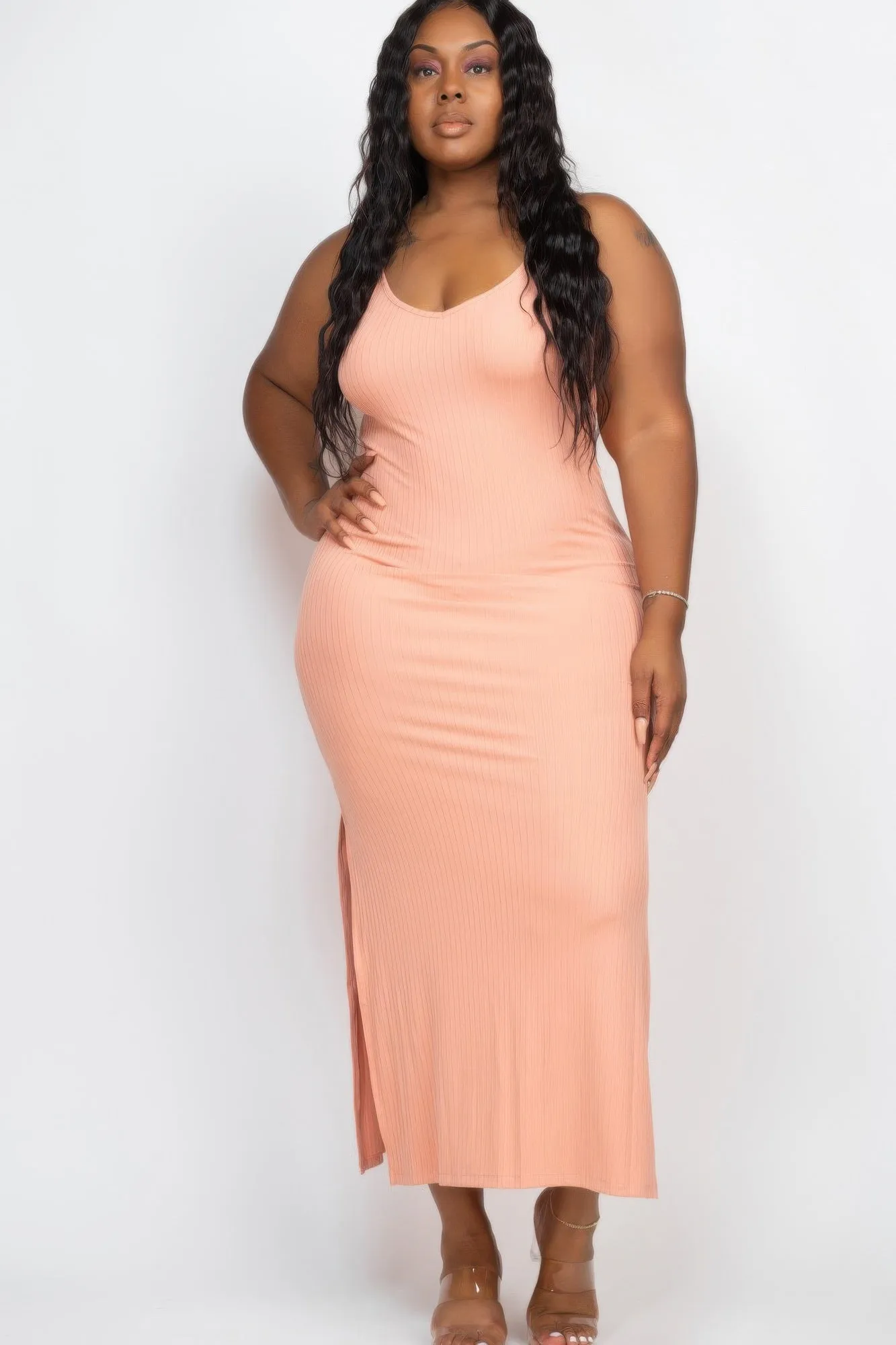 Plus Ribbed Long Cami Maxi Dress
