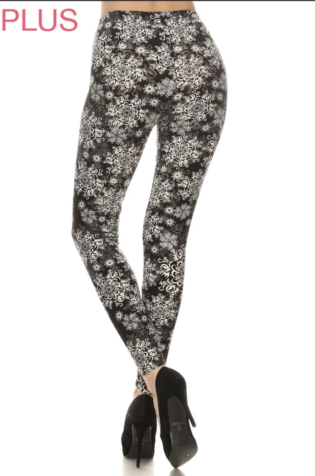 Plus Size Abstract Snowflake Print Leggings