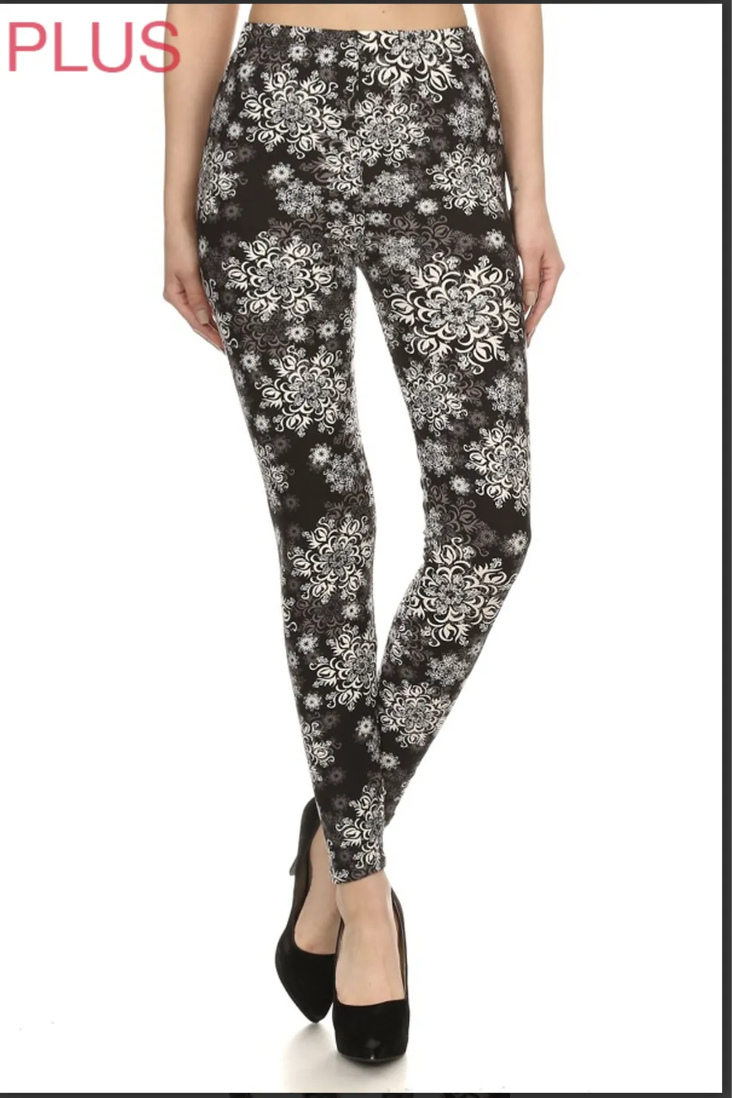 Plus Size Abstract Snowflake Print Leggings
