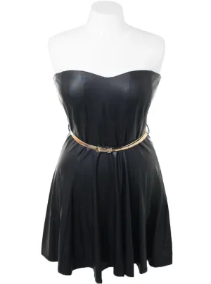 Plus Size Bombshell Leather Gold Belt Dress