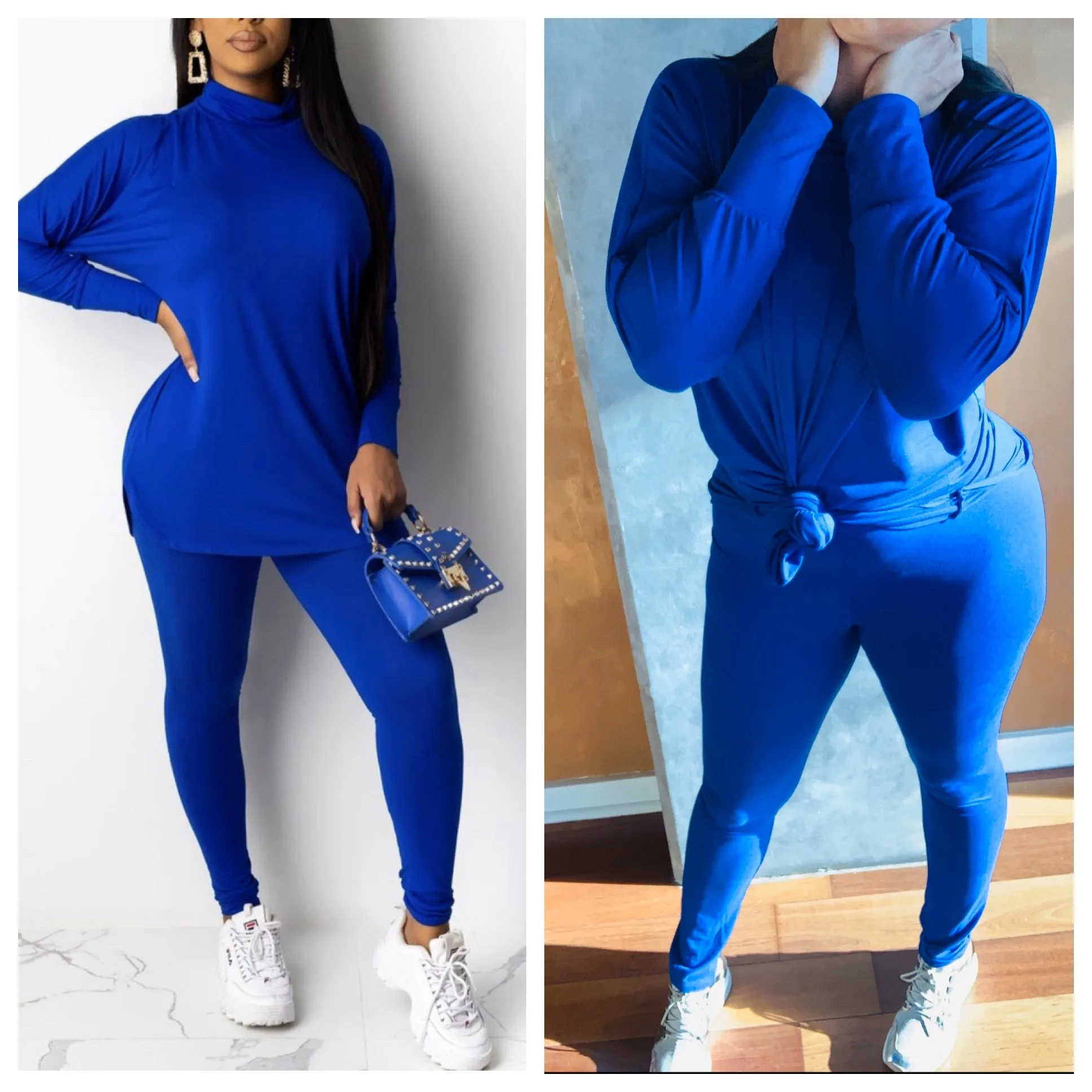 PLUS SIZE! CLASSY CUTE MOCK NECK MATCHING PANTS SET‼️