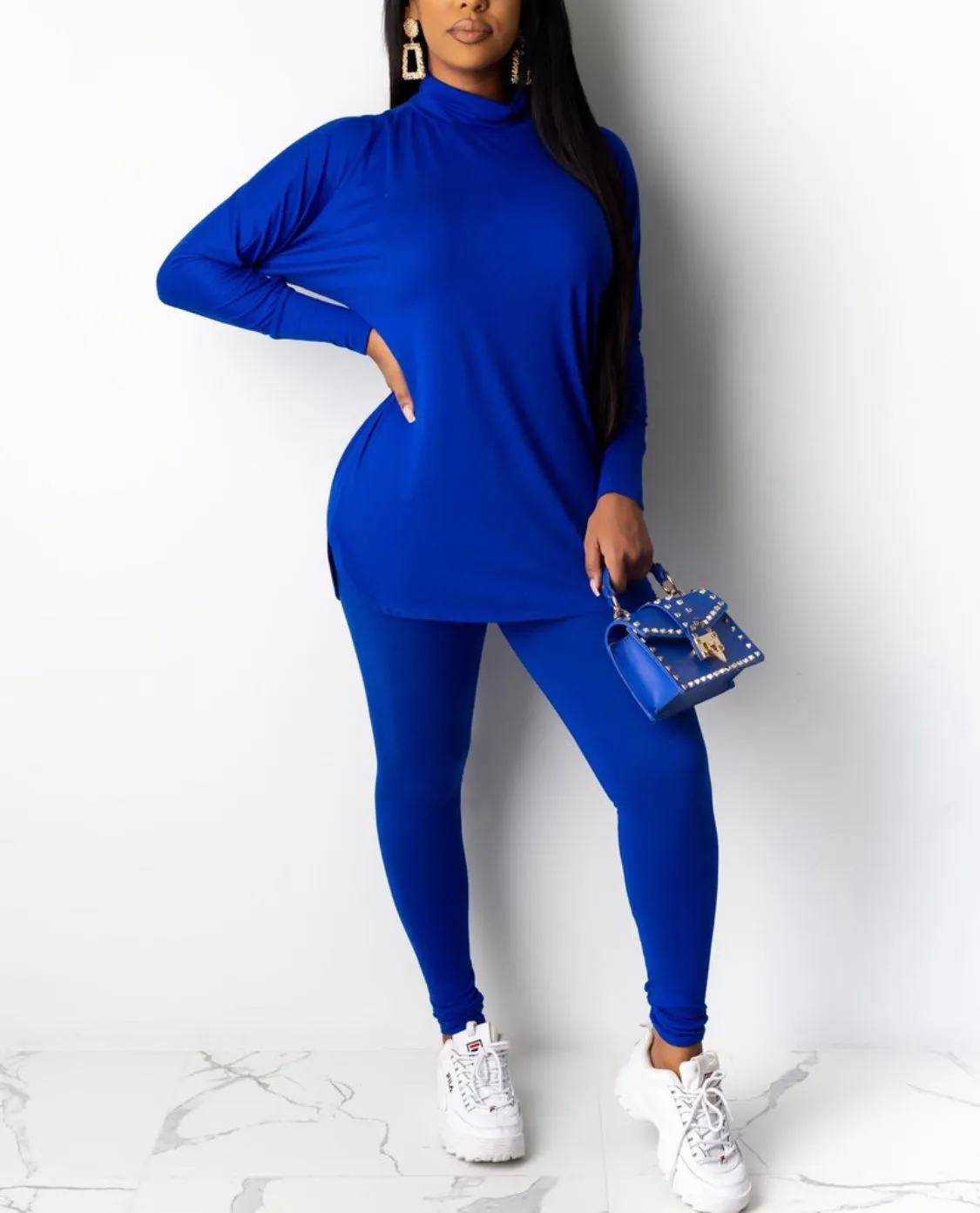 PLUS SIZE! CLASSY CUTE MOCK NECK MATCHING PANTS SET‼️