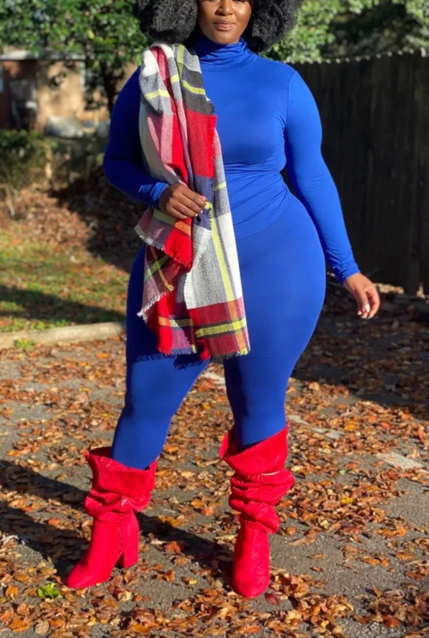 PLUS SIZE! CLASSY CUTE MOCK NECK MATCHING PANTS SET‼️