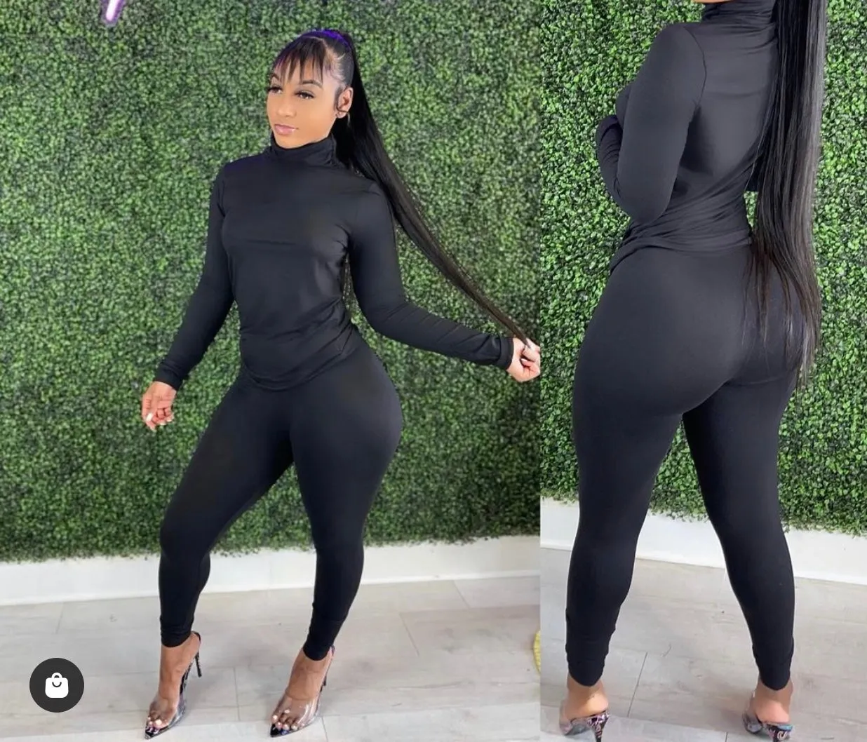 PLUS SIZE! CLASSY CUTE MOCK NECK MATCHING PANTS SET‼️