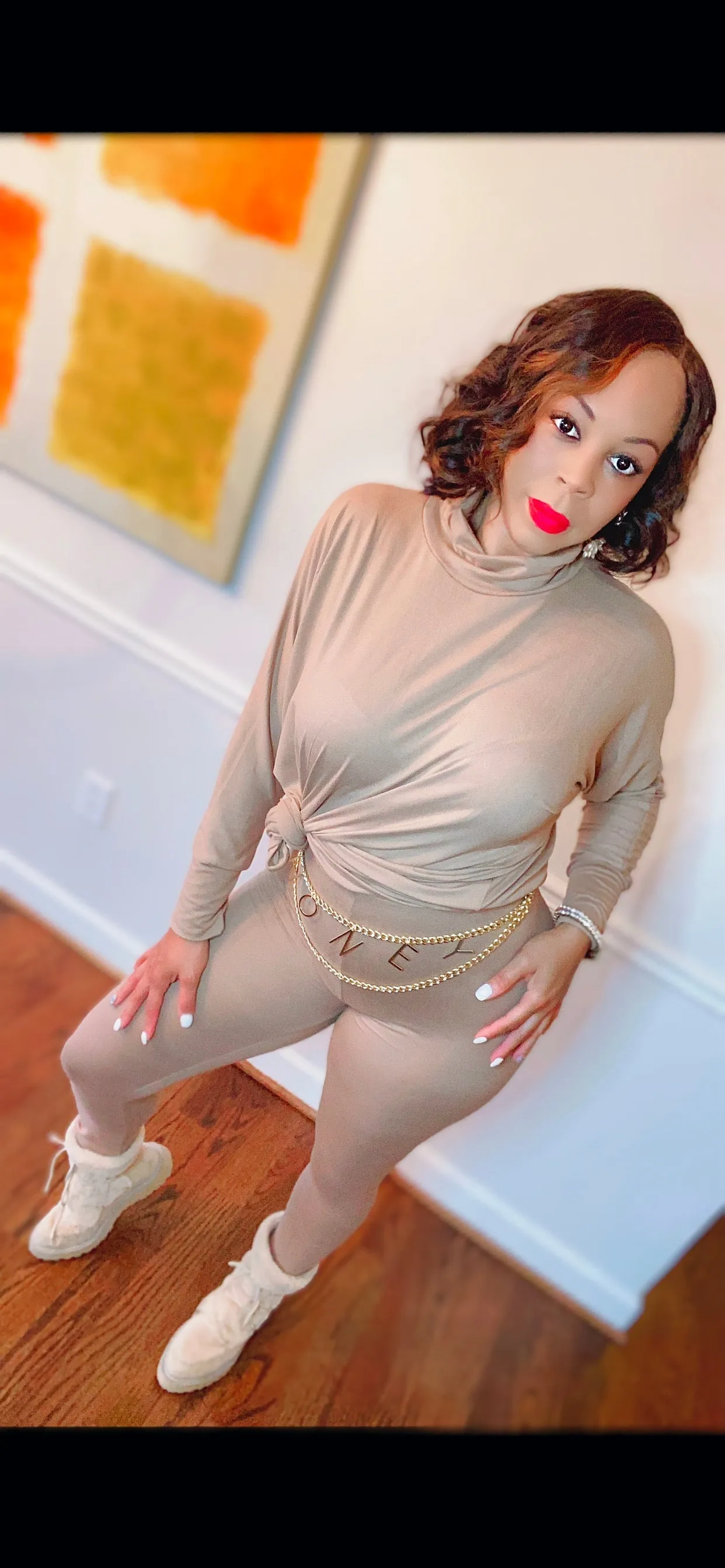 PLUS SIZE! CLASSY CUTE MOCK NECK MATCHING PANTS SET‼️