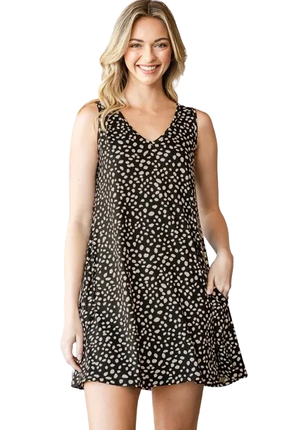 Plus Size Floral Print Babydoll Dress with Front Button and Side Pocket Black Khaki - Pack of 6