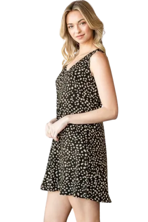 Plus Size Floral Print Babydoll Dress with Front Button and Side Pocket Black Khaki - Pack of 6