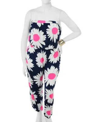 Plus Size Forever Floral Navy Blue Jumpsuit