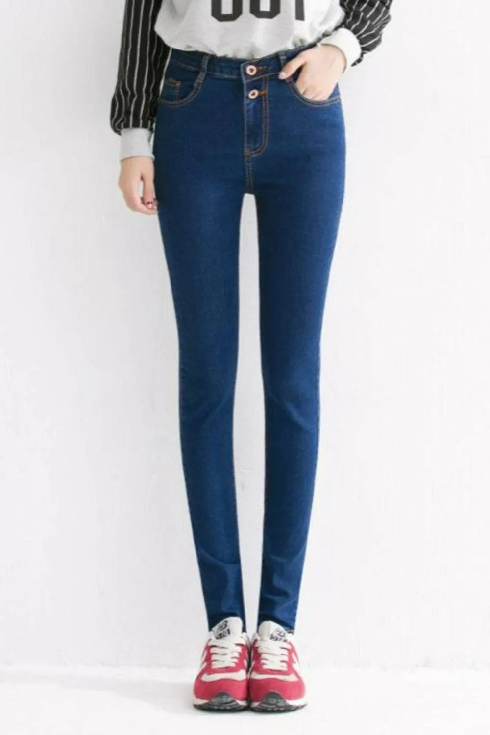 Plus Size High Waist Skinny Mom Jeans