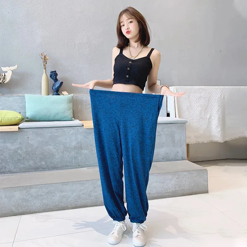 Plus Size Knit Cotton Women's Pajamas Pants Plus Size Sleepwear Loose Wide Leg Trousers