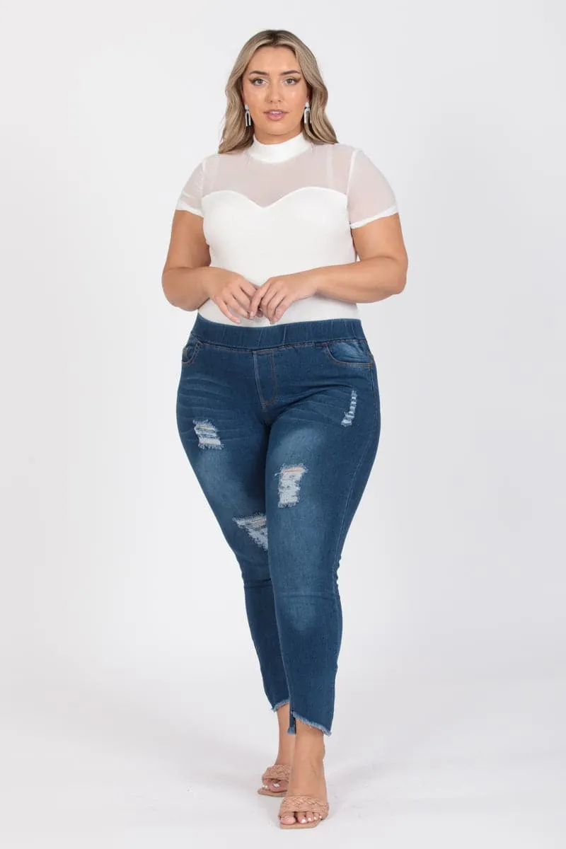 Plus Size Mid-Rise Denim Jeggings Pants - Pack of 6