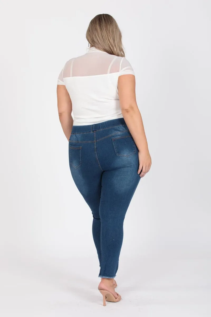 Plus Size Mid-Rise Denim Jeggings Pants - Pack of 6