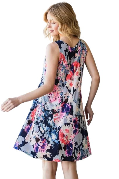 Plus Size Multi Color Floral Print Mini Dress Navy Multi - Pack of 6