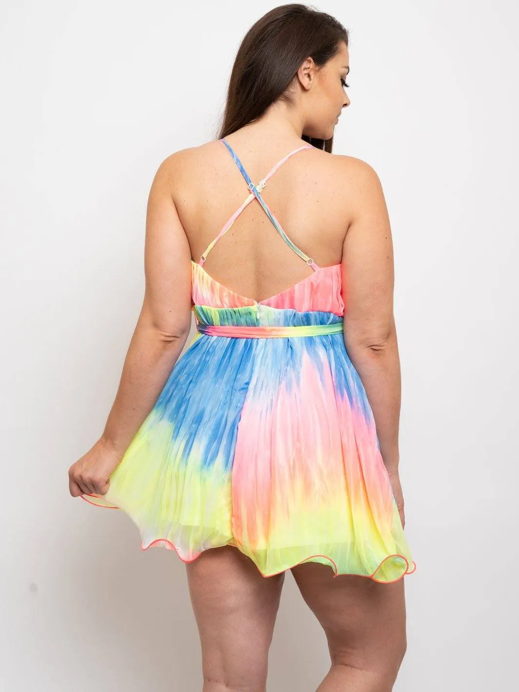 PLUS SIZE MULTI COLOR OPEN BACK ROMPER