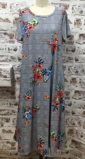 Plus Size Navy Floral Print Dress