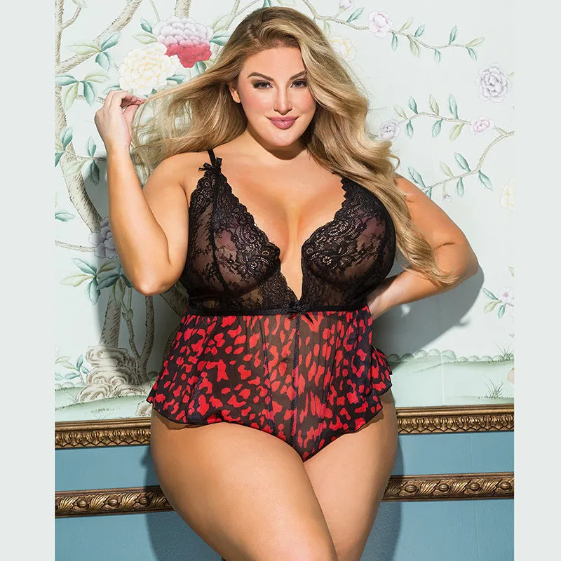 Plus size patchworking lace jumpsuits