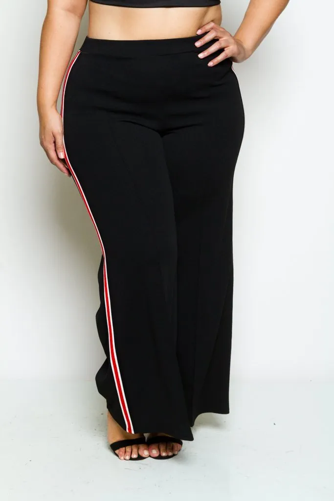 Plus Size Red Line Wide Cute Flare Pants