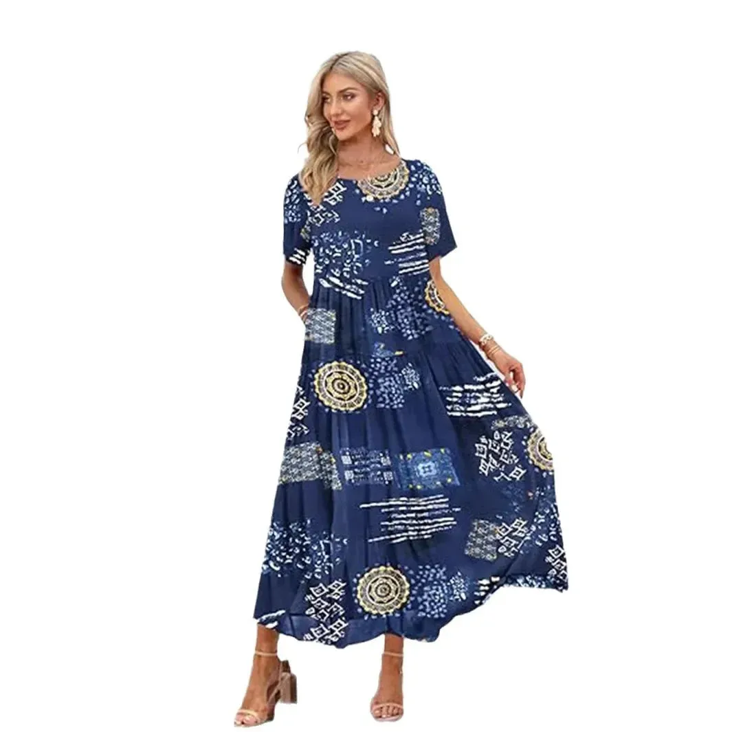 Plus Size Spring Printing Loose-Fit Skirt
