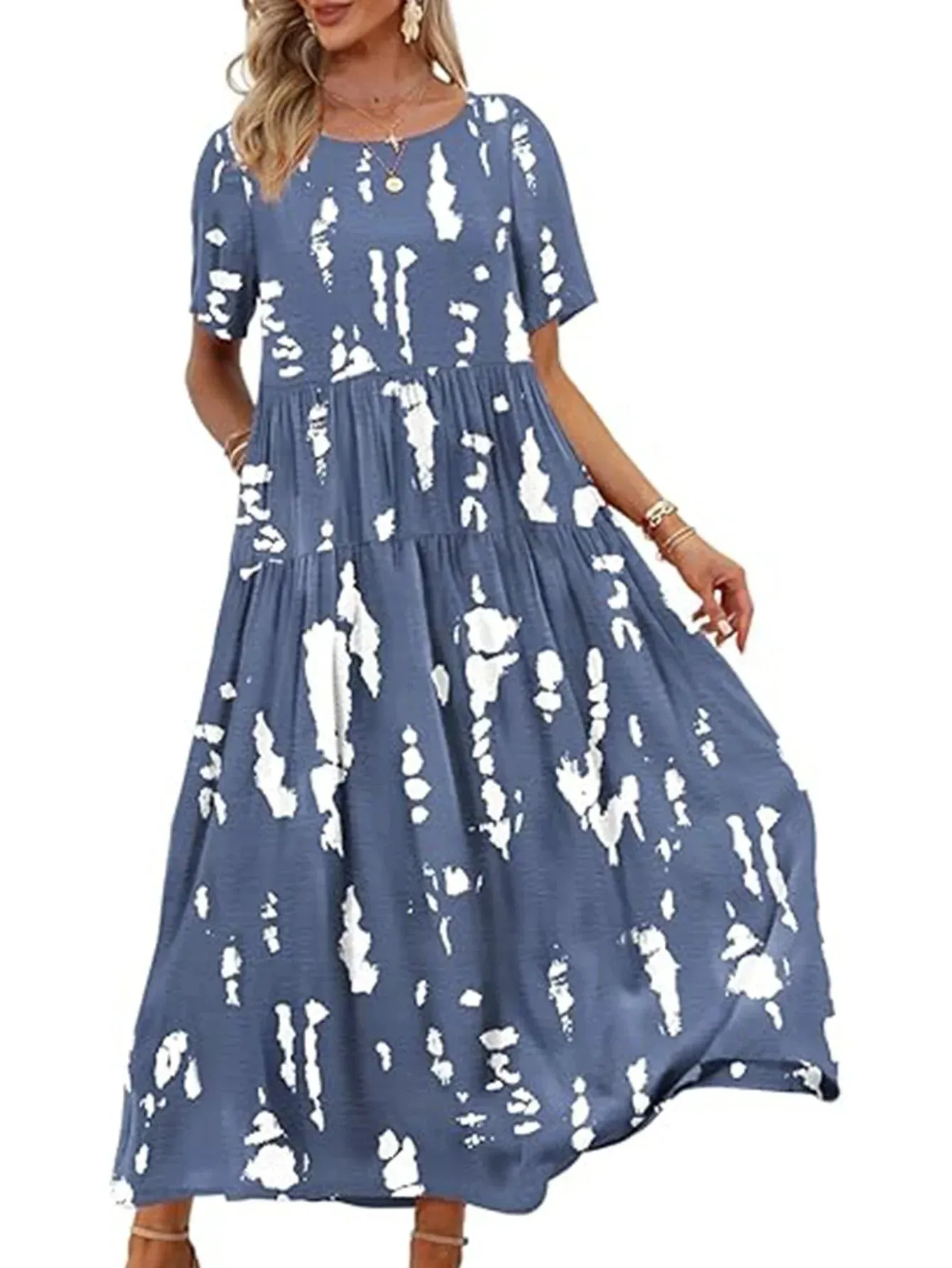 Plus Size Spring Printing Loose-Fit Skirt