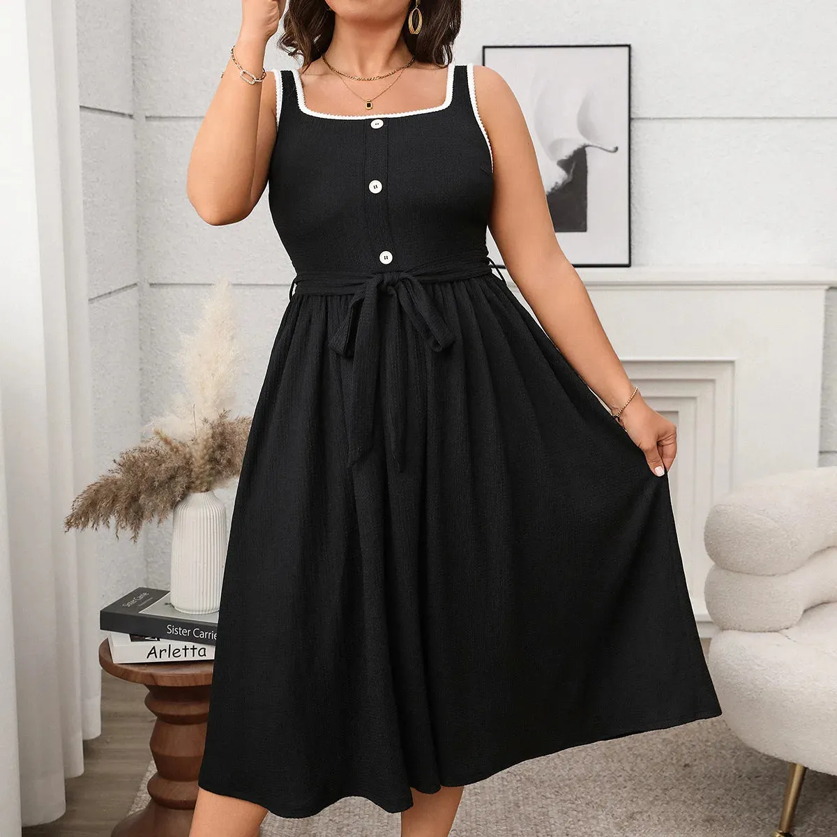 Plus Size Square Collar Dress