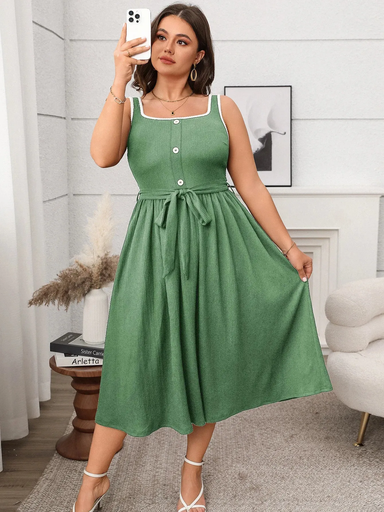 Plus Size Square Collar Dress