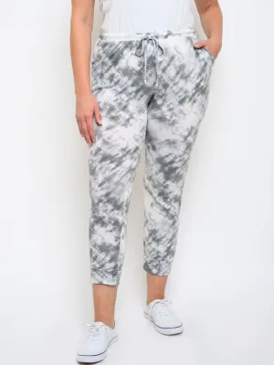 PLUS SIZE TIE DYE FRONT TIE PANTS