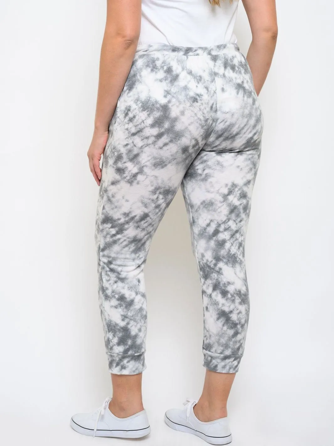PLUS SIZE TIE DYE FRONT TIE PANTS