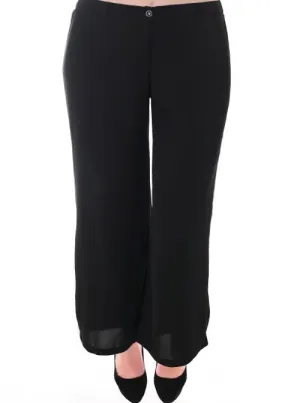 Plus Size Wide Leg Stretchy Waist Black Pants