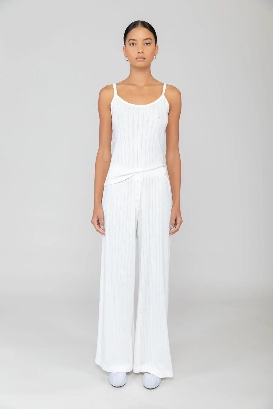 Pointelle Boxer Pant - White