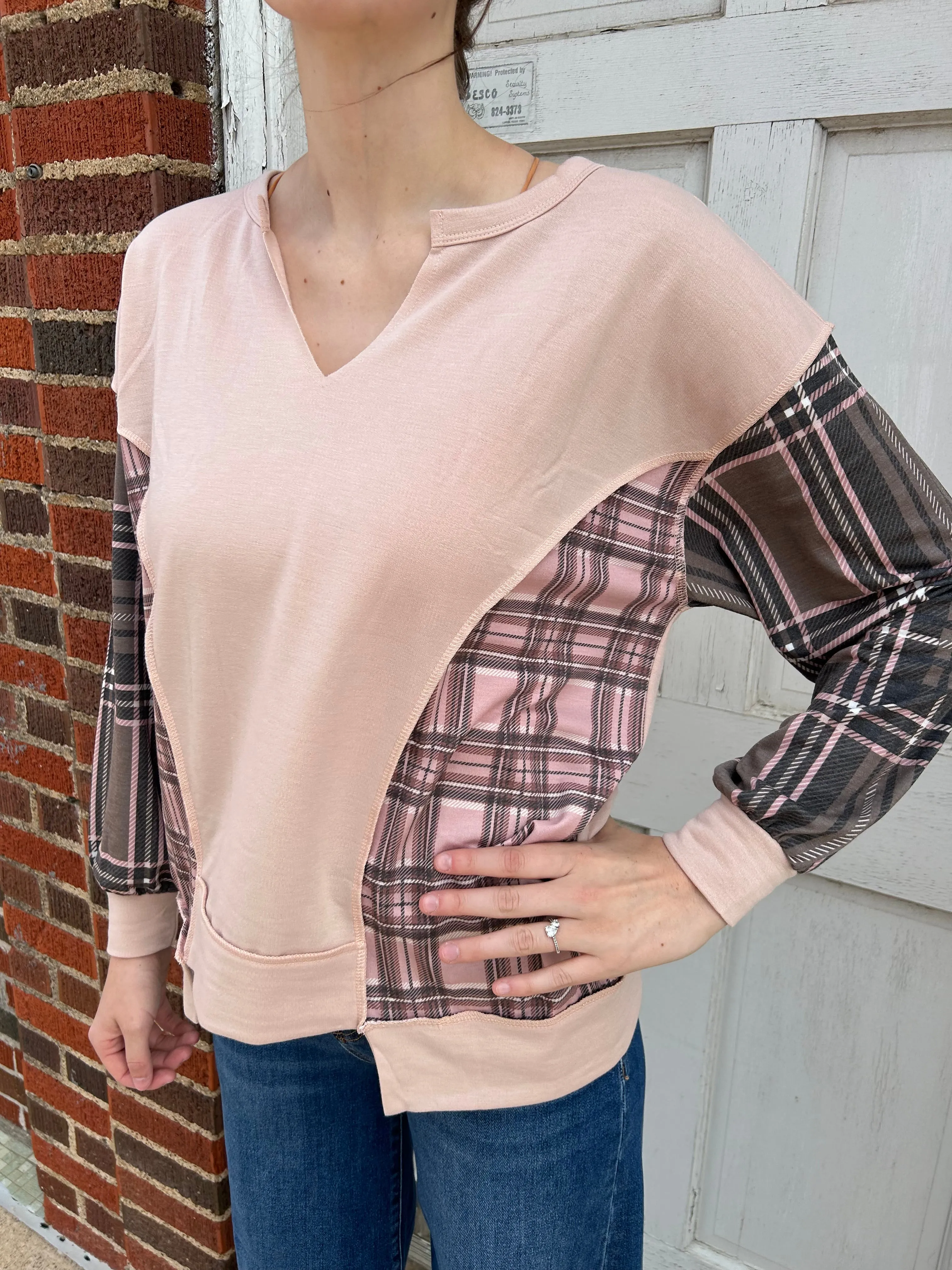 Pop of Plaid Top: Blush Mix