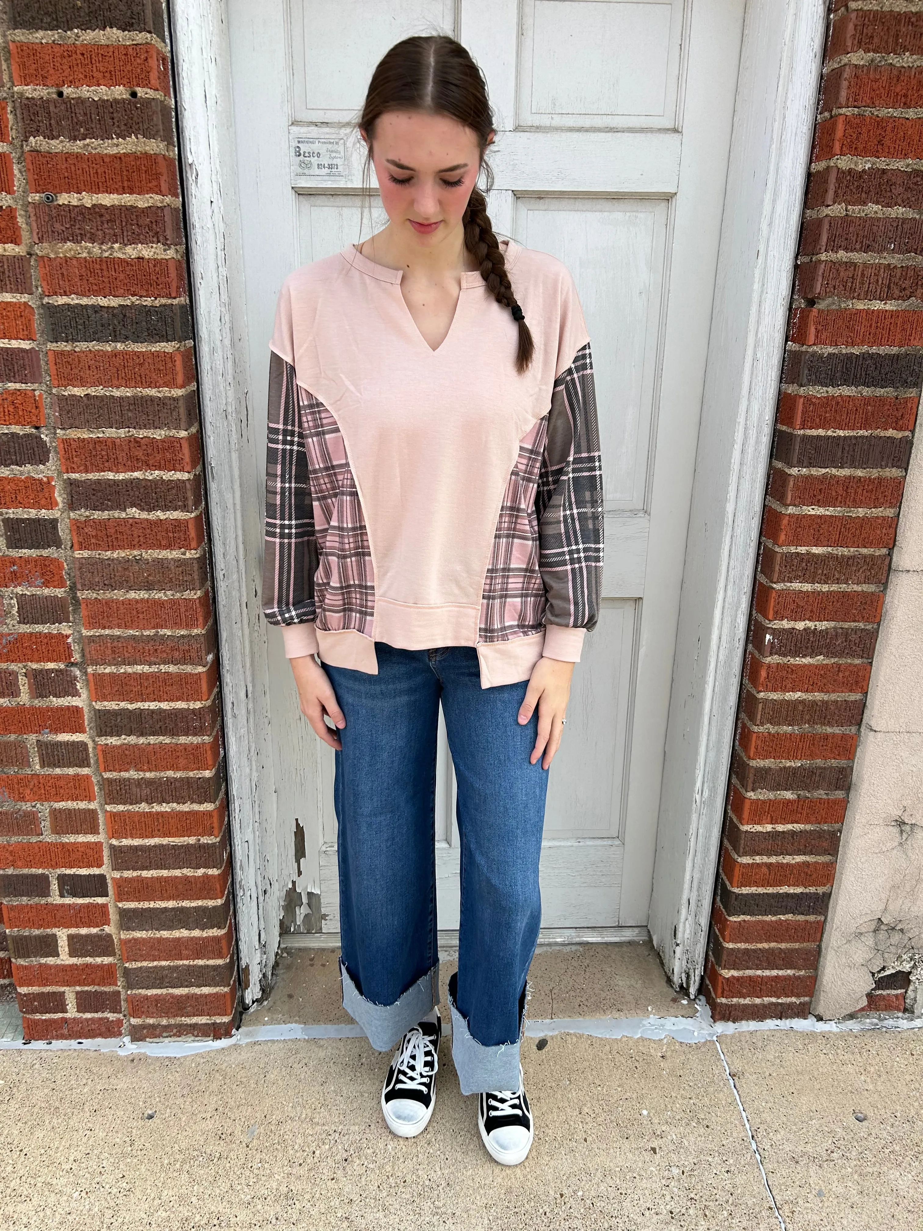 Pop of Plaid Top: Blush Mix