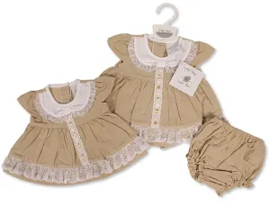 Premature Baby Linen Dress with Lace (3-8 LBS) (PK6) PB-20-710