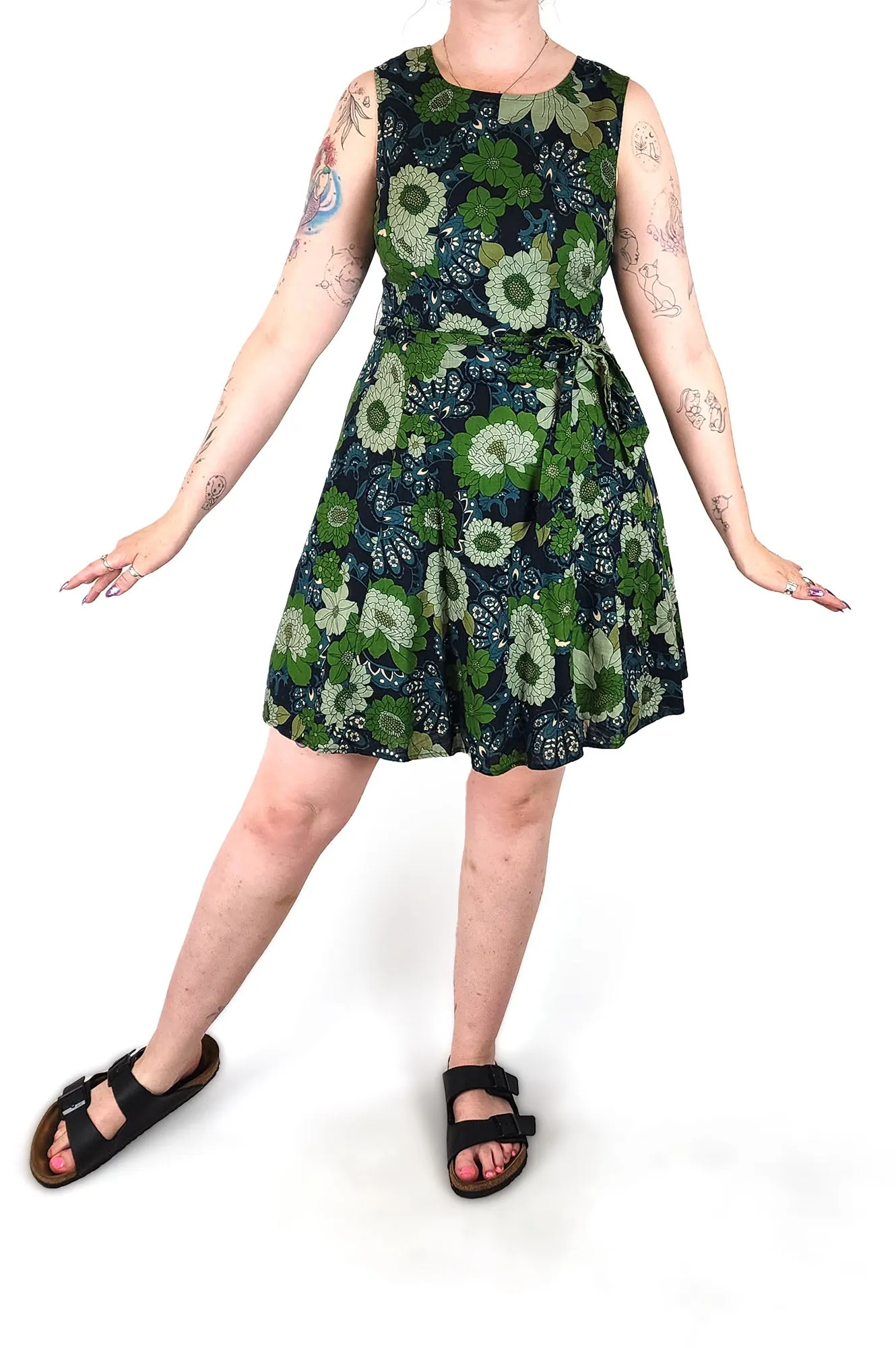 Princess Highway blue green retro print dress size 12
