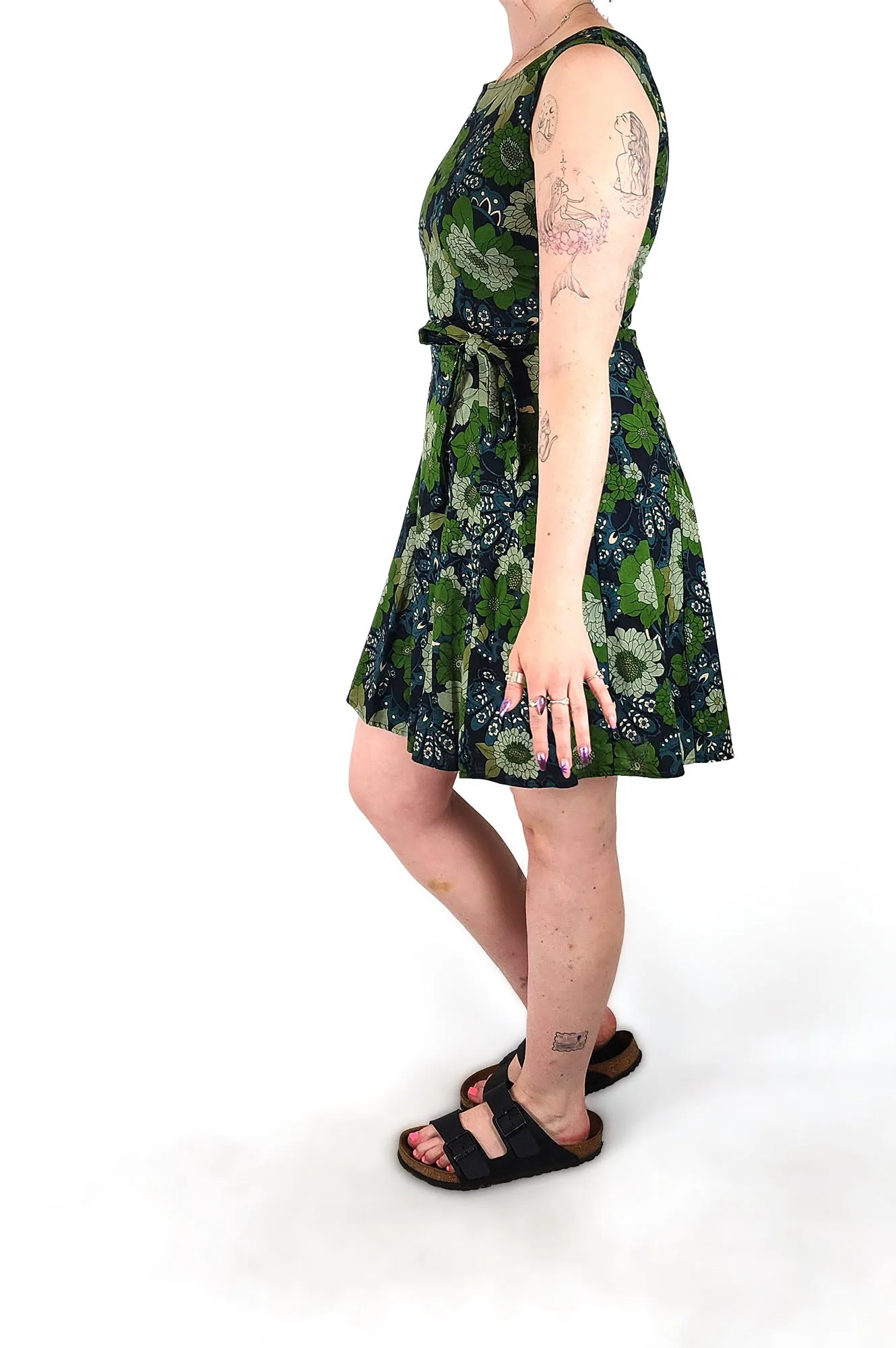 Princess Highway blue green retro print dress size 12