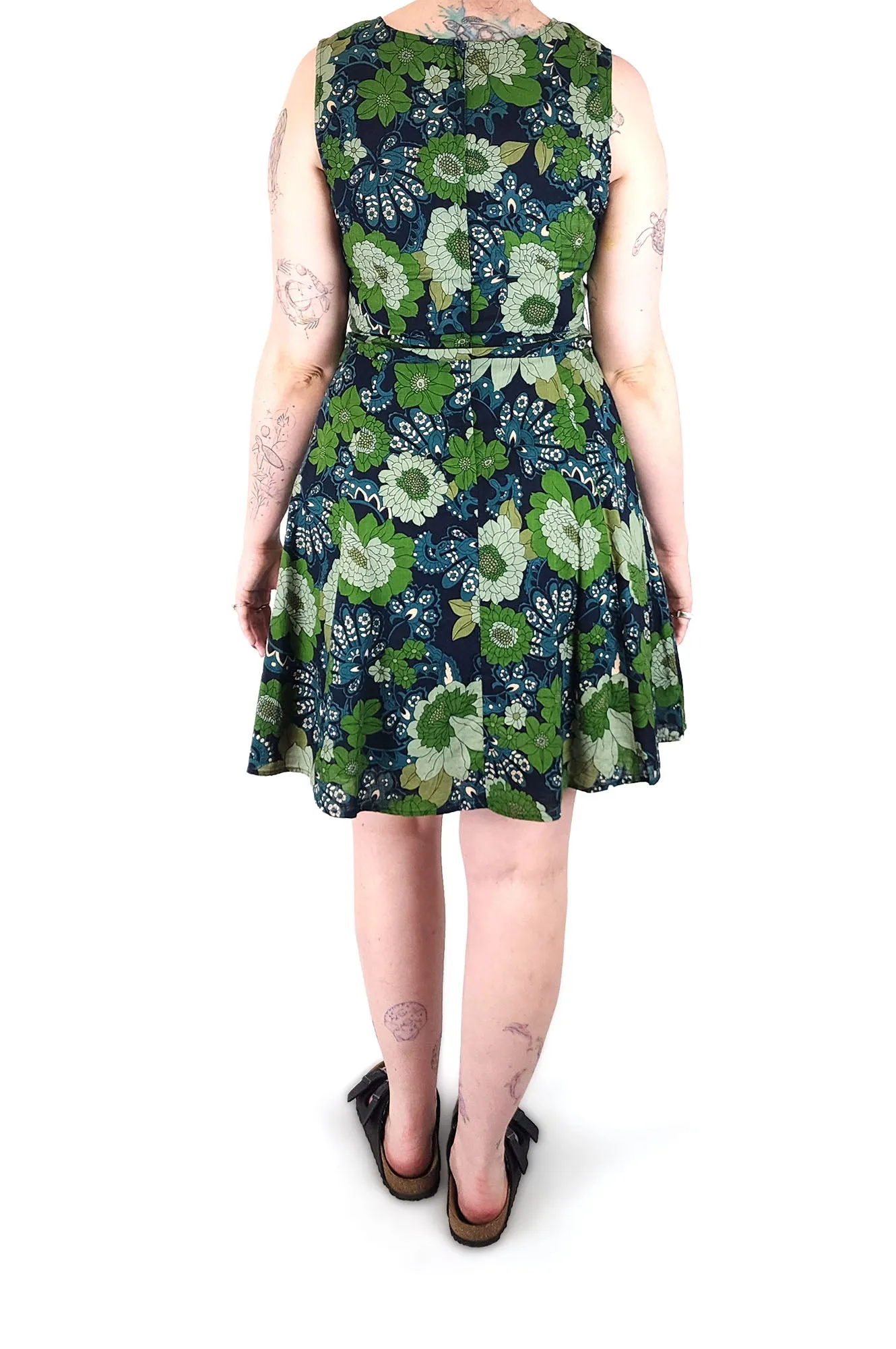 Princess Highway blue green retro print dress size 12
