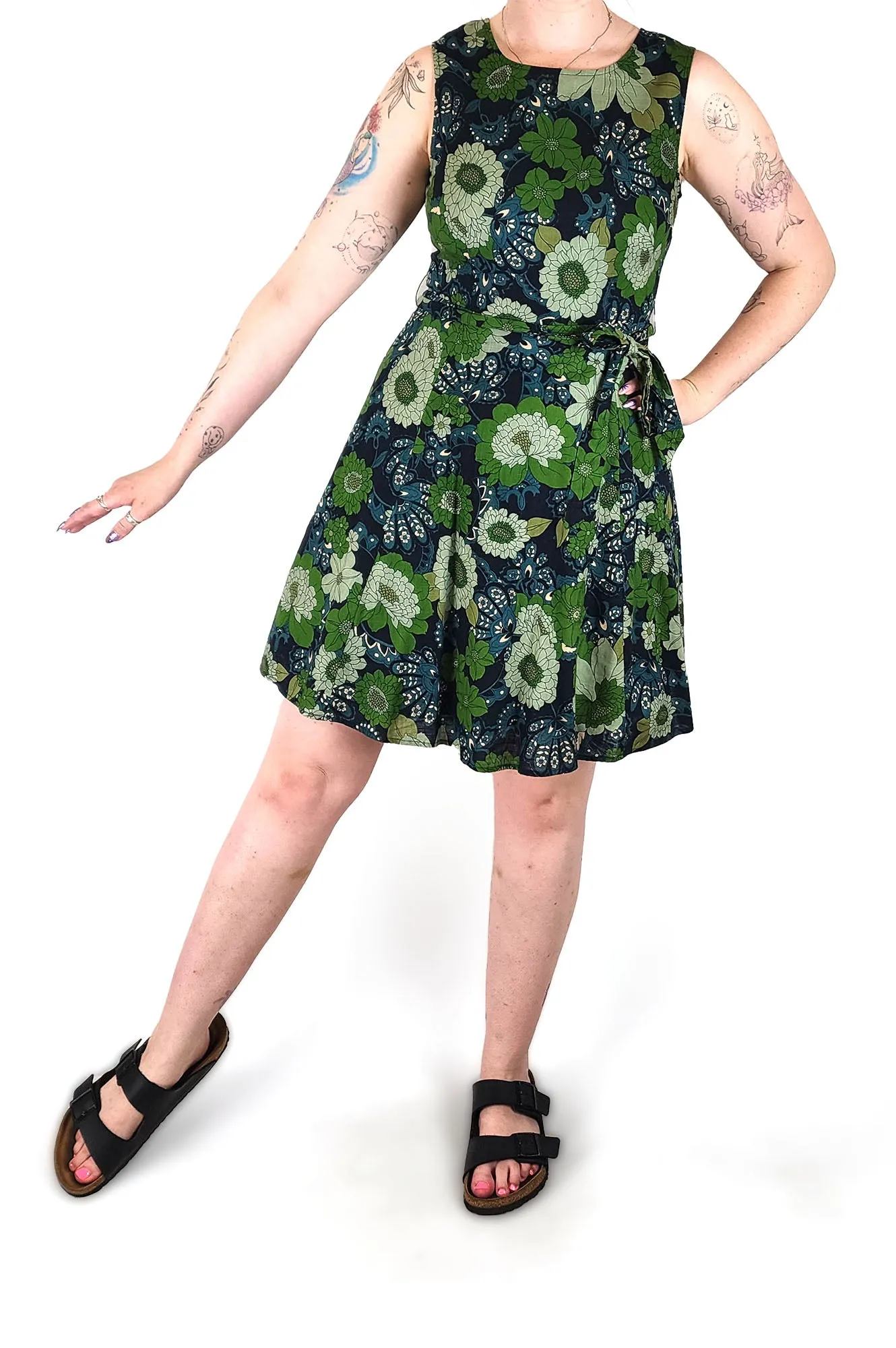 Princess Highway blue green retro print dress size 12