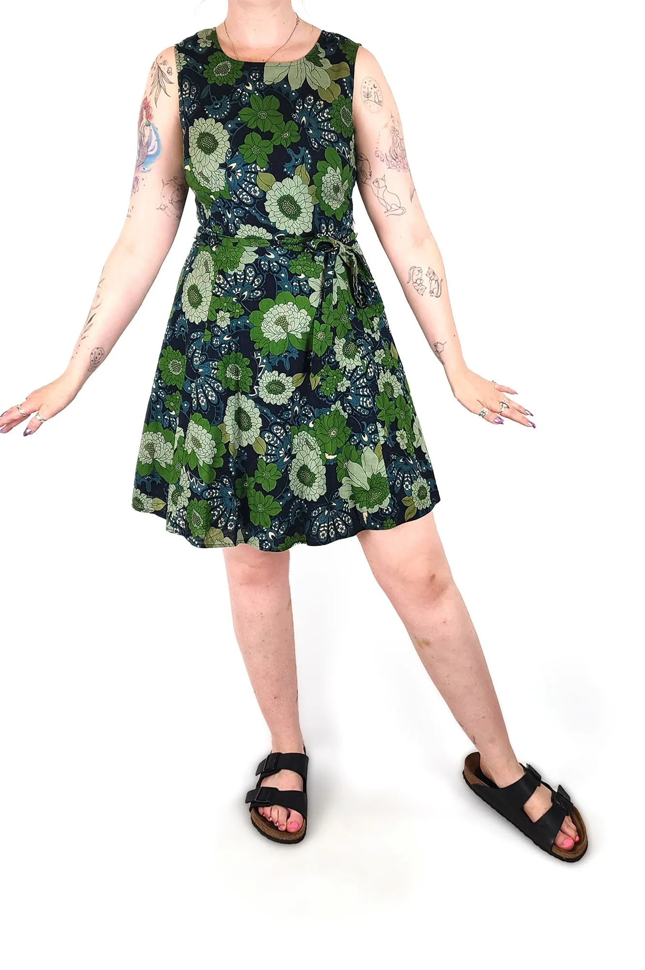 Princess Highway blue green retro print dress size 12